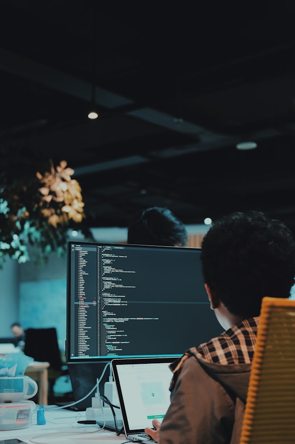 Developer working with API code